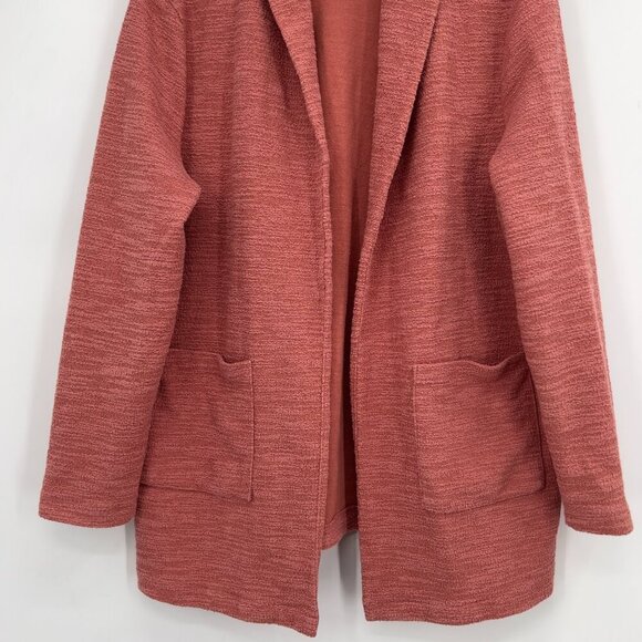 BB Dakota Women’s Open Front Blazer Cardigan Jacket Pink Textured Knit Pockets - Picture 3 of 10